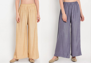 glansi regular fit women grey beige trousers