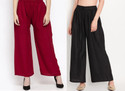 Glansi Relaxed Women Maroon, Black Trousers