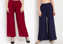 Glansi Relaxed Women Maroon, Dark Blue Trousers