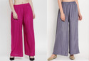 Glansi Pack of 2 Women Regular Fit Pink, Grey Viscose Rayon Trousers