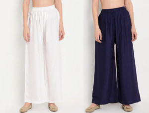 glansi relaxed women white dark blue trousers