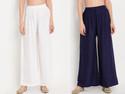 Glansi Relaxed Women White, Dark Blue Trousers