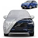 Glanza 100% Waterproof Car Cover | Dustproof Sun Protection Cover | Soft Cotton Lining | Triple Stitched | Mirror Pocket | Antenna Pocket | All Weather Body Cover (Silver with Yellow Piping)