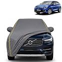 Glanza New 100% Waterproof Car Cover | Dustproof Sun Protection Cover | Soft Cotton Lining | Triple Stitched | Mirror Pocket | Antenna Pocket | All Weather Body Cover (Grey with Yellow Piping)