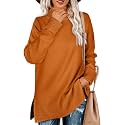 Glanzition Sweaters for Women Turtleneck Side Split Oversized Pullover Tops