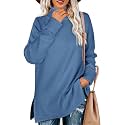 Glanzition Sweaters for Women Turtleneck Side Split Oversized Pullover Tops