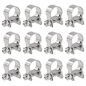 Glarks 12Pack 11-13mm Stainless Steel Mini Fuel Injection Hose Clamps Adjustable Pipe Hose Clip Tube Clamps Set (7/16''-1/2'' Dia)