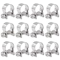 Glarks 12Pack 12-14mm Stainless Steel Mini Fuel Injection Hose Clamps Adjustable Pipe Hose Clip Tube Clamps Set (15/32''-9/16'' Dia)