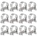 Glarks 12Pack 13-15mm Stainless Steel Mini Fuel Injection Hose Clamps Adjustable Pipe Hose Clip Tube Clamps Set (1/2''-9/16'' Dia)