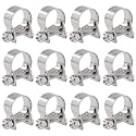 Glarks 12Pack 14-16mm Stainless Steel Mini Fuel Injection Hose Clamps Adjustable Pipe Hose Clip Tube Clamps Set (9/16''-5/8'' Dia)