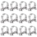 Glarks 12Pack 15-17mm Stainless Steel Mini Fuel Injection Hose Clamps Adjustable Pipe Hose Clip Tube Clamps Set (19/32''-11/16'' Dia)