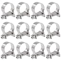 Glarks 12Pack 16-18mm Stainless Steel Mini Fuel Injection Hose Clamps Adjustable Pipe Hose Clip Tube Clamps Set (5/8''-23/32'' Dia)