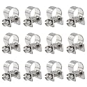 Glarks 12Pack 9-11mm Stainless Steel Mini Fuel Injection Hose Clamps Adjustable Pipe Hose Clip Tube Clamps Set (11/32''-7/16'' Dia)