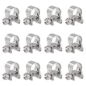 Glarks 12Pcs Stainless Steel Mini Fuel Injection Hose Clamps Adjustable Pipe Hose Clip Tube Clamps Assortment Kit (8-10mm)