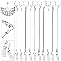 Glarks 20Pcs 11 Inches Lanyard Cable Set Including 10Pcs 304 Stainless Steel Safety Tether Wire with Quick Release Ring and Rubber Coating and 10Pcs Self Drilling Hex Head Screws for Car Boat Fastener