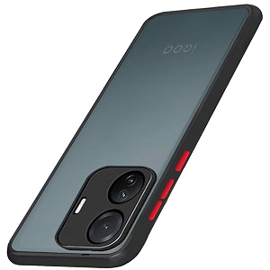 glasgow back case cover for vivo t1 pro 5g  iqoo z6 pro 5g shockproof back case cover camera protection - black