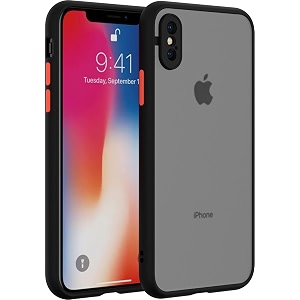 glasgow case cover compatible for apple iphone xs max shockproof back case cover camera protection - black