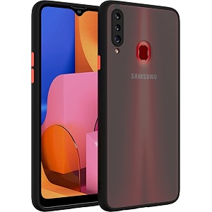glasgow case cover for samsung galaxy a20s shockproof back case cover camera protection - black