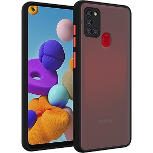 glasgow case cover for samsung galaxy a21s shockproof back case cover camera protection - black