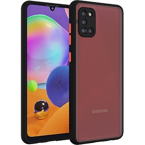 glasgow case cover for samsung galaxy a31 shockproof back case cover camera protection - black