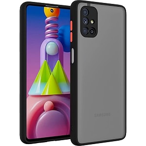 glasgow case cover for samsung galaxy m31s shockproof back case cover camera protection - black