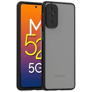 glasgow case cover for samsung galaxy m52 5g shockproof back case cover camera protection - black