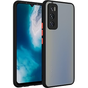 glasgow case cover for vivo v20 se shockproof back case cover camera protection - black