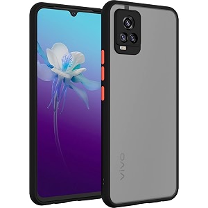 glasgow case cover for vivo v20 shockproof back case cover camera protection - black