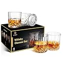 GLASKEY Stylish Old Fashion Rocks Tumblers Lead-free Glassware Glasses for Whiskey, Scotch Bourbon, Cognac, Brandy, Cocktail (11.5 Ounce) - Set of 4