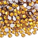 Glass Beads Flat Round Rhinestones for Crafting Topaz SS50 144pcs