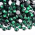 Glass Beads Flatback Round Rhinestones for Crafting Emerald SS50 144pcs