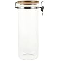 Glass Canister with Airtight Lid 2300Ml Stainless Steel Hinged Cover Food Storage Jar for Kitchen Pantry Organization and Grain Preservation