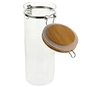 KALLORY 2300ml Stainless Steel Glass Cereal Container with Bamboo Lid