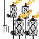 Glass Citronella Torches 4 Pack, 16 Oz Garden Torch for Outside