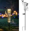 Glass Fairy Weather Station with Solar & Rain Gauge for Yard Decorations