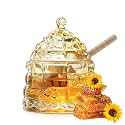 Glass Honey Pot with Wooden Dipper Stick, 3.7 OZ Honey Holder Dispenser