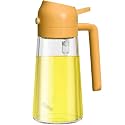 we3 Oil Spray Bottle Oil Dispenser and Vinegar Sprayer with Nozzle 2-in-1 Glass Kitchen Cooking Oil Preparation Dispensers for Air Fryer Grill Salads Bread Dipping Frying(Orange_450Ml)