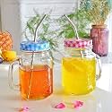 Glass Mason Jar with Lid and Reusable Straw Mugs for Juice Mocktails Shakes and Cold Drinks with Handle – Coco