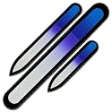 Glass Nail File - Mont Bleu Premium Set of 3 Crystal Nail Files in Pouch - Handmade Gifts - Best Glass Nail Files for Natural Nails - Washable Double Sided Nail File - Etched Nail Files