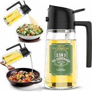glass oil sprayer and dispenser bottle 2-in-1 designe b - 500ml