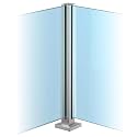 Glass Railing Post for 3/8" or 1/2" Thick Panel, Outdoor Balcony/Patio/Porch Windproof Panels Column, Floor Mount Stainless Steel Stairway Guardrail Balustrade,Silver~Corner Post,105cm