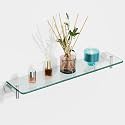 Glass Shelves for Bathroom,16-Inch Chrome Polished Floating Bathroom Shelf Stainless Steel Tempered Glass Shelf Modern Shelves wall Mounted