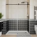 Glass Shower Door, Sliding Frameless Shower Door Design 56-60" Adjustable Width x 72" H, 1/4" Tempered Safety Glass with Stainless Steel Handle, Matte Black, Stylish Bathtub and Shower Enclosure