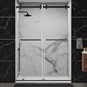 Glass Shower Enclosure, 56-60in Adjustable Width, 8mm Tempered, Black