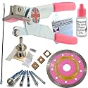 Glass and Tile Cutter Kit 3 Tiling Tool Diamond Blade for Corners and Outlets in Porcelain Round Hacksaw Tile Blade For Notches in Tile Drill Bits For Shower Doors Hole Saw for Shower Pipe and Faucet
