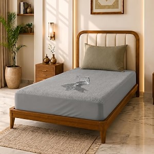 glassiano cotton feel terry ultra soft waterproof mattress protector  breathable - hypoallergenic mattresses cover with elastic strap for single bed 75x48 inch62x4 feet grey - pack of 1