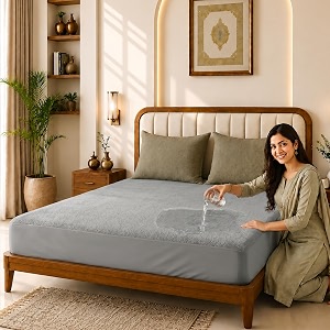 glassiano cotton feel terry ultra soft waterproof mattress protector  breathable - hypoallergenic mattresses cover with elastic strap for single bed 75x36 inch62x3 feet grey - pack of 1