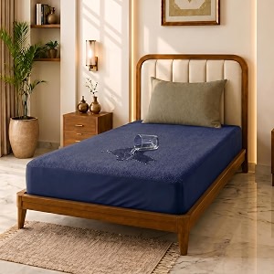 glassiano cotton feel terry ultra soft waterproof mattress protector  breathable - hypoallergenic mattresses cover with elastic strap for single bed 72x48 inch6x4 feet sky blue - pack of 1