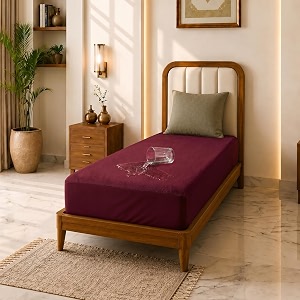 glassiano cotton feel terry ultra soft waterproof mattress protector  breathable - hypoallergenic mattresses cover with elastic strap for single bed 72x30 inch6x25 feet maroon - pack of 1
