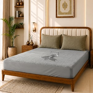 glassiano cotton feel terry ultra soft waterproof mattress protector  breathable - hypoallergenic mattresses cover with elastic strap for king bed 72x78 inch6x65 feet grey - pack of 1